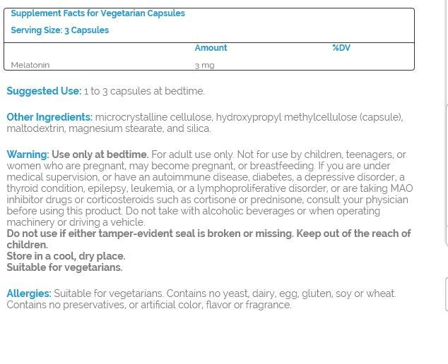 Source Naturals, Inc. Melatonin 3mg 60 VegCap