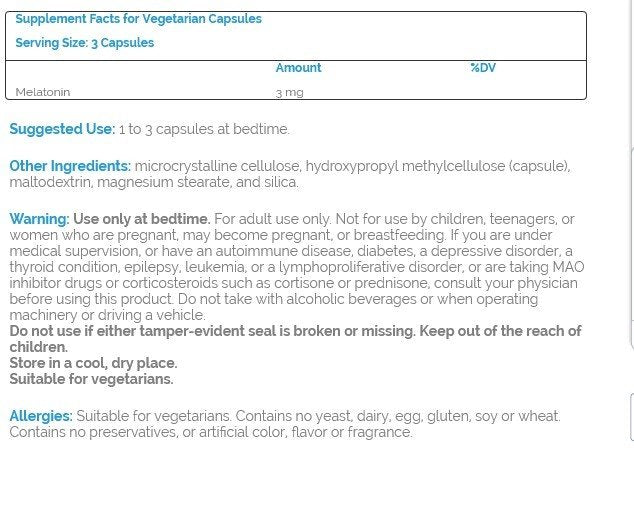 Source Naturals, Inc. Melatonin 3mg 120 VegCap