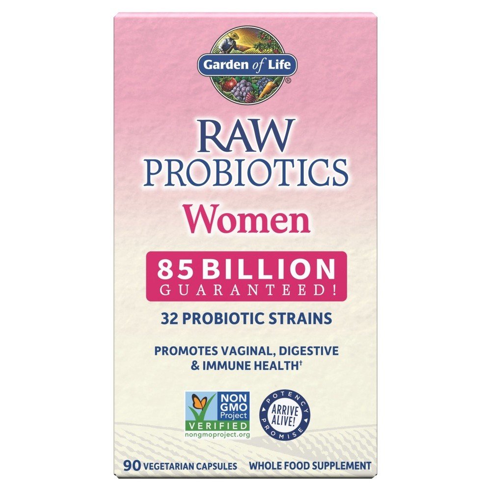 Raw Probiotics | Garden of Life | For Women | 32 Probiotic Strains | 85 Billion | Digestive Health | Vaginal Health | Immune Health | Non GMO | Vegetarian | Whole Food Supplement | 90 Capsules | VitaminLife