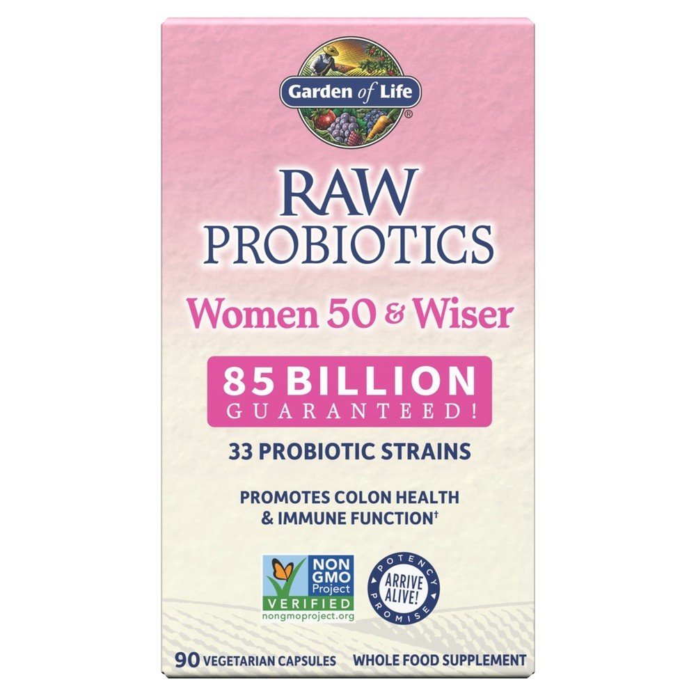 Raw Probiotics Women 50 & Wiser | Garden of Life | Colon Health | Immune Function | 33 Probiotic Strains | Non GMO | Vegetarian | Whole Food Supplement | 90 Capsules | VitaminLife