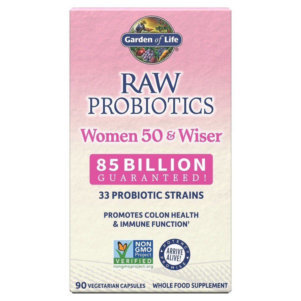Raw Probiotics Women 50 &amp; Wiser | Garden of Life | Colon Health | Immune Function | 33 Probiotic Strains | Non GMO | Vegetarian | Whole Food Supplement | 90 Capsules | VitaminLife