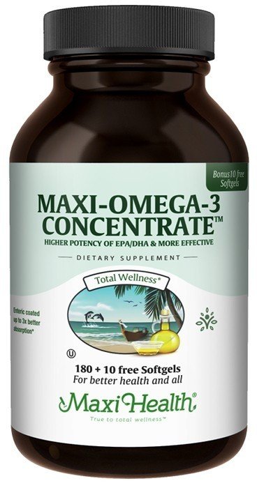 Maxi-Health Maxi Omega-3 Concentrate Kosher Fish Oil 180+ 10 Capsule