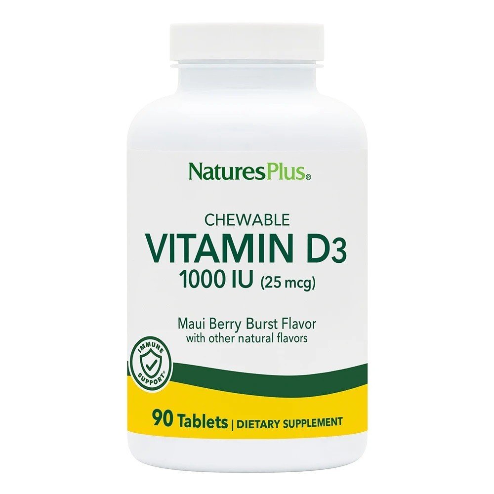 Nature's Plus Adult's Chewable Vitamin D3 1000 IU - Maui Berry Burst Flavor 90 Tablet