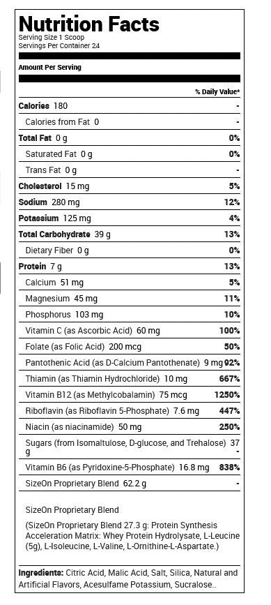 Gaspari Nutrition SizeOn Max Performance Artic Lemon Ice 3.49 lb Powder