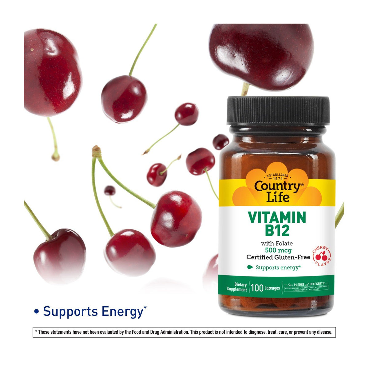 Country Life Vitamin B12 with Folate 100 Lozenge