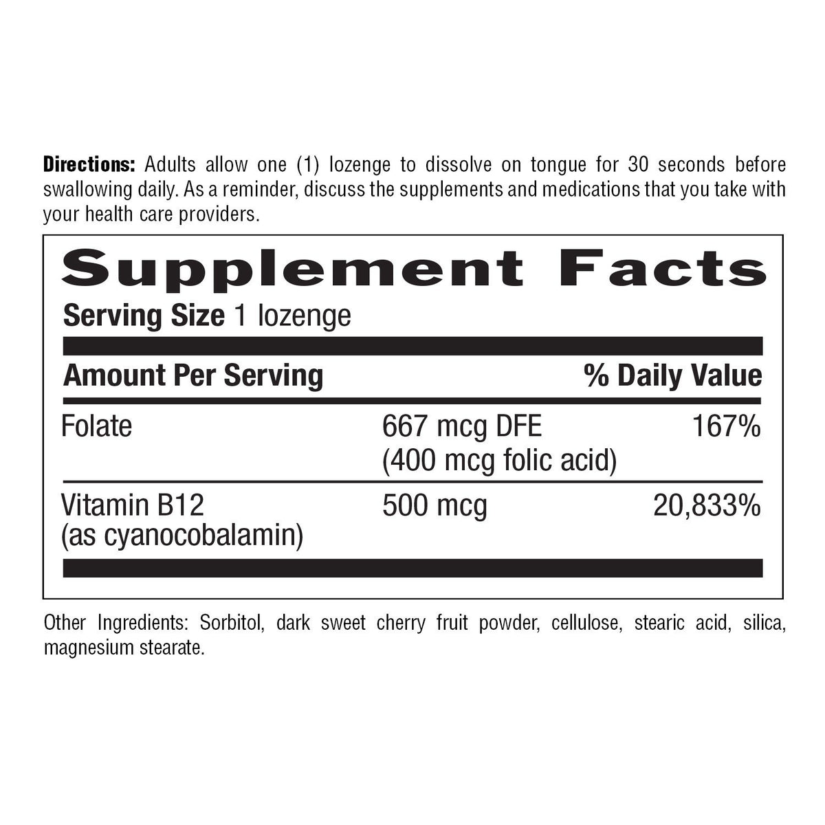 Country Life Vitamin B12 with Folate 100 Lozenge