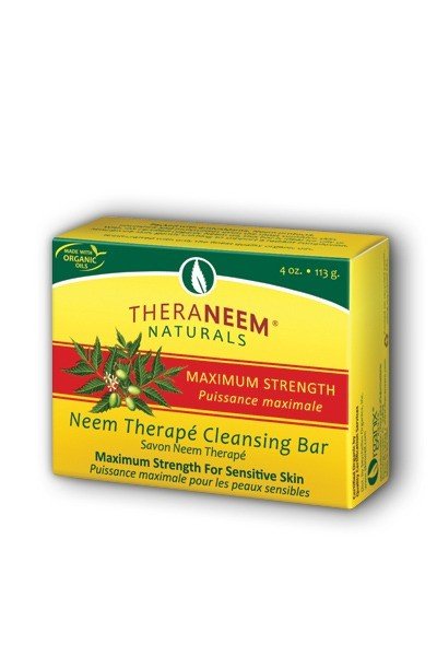 Maximum Strength Neem Oil Soap | TheraNeem | Organix South | Neem Therape Cleansing Bar | For Sensitive Skin | 4 ounces soap | 113 grams soap | VitaminLife