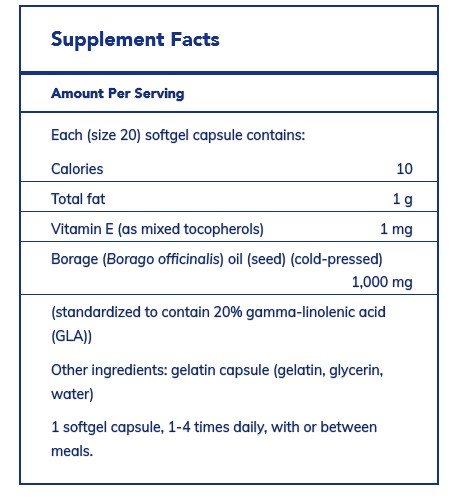 Pure Encapsulations Borage Oil 1,000 mg 60 Softgel