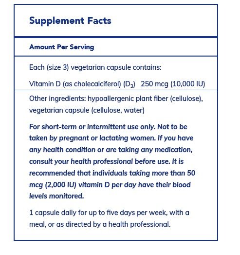 Pure Encapsulations Vitamin D3 10,000 IU 120 VegCap