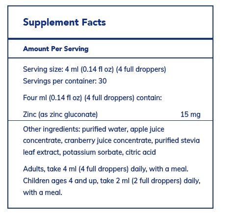 Pure Encapsulations Zinc Liquid 15 mg 4 oz Liquid