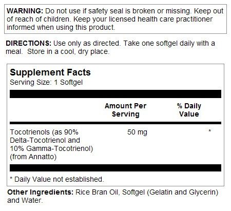 Solaray Vitamin E Tocotrienols 50 mg 60 Softgel
