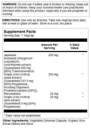 Solaray Super Resveratrol w/Pterostilbene 30 Capsule