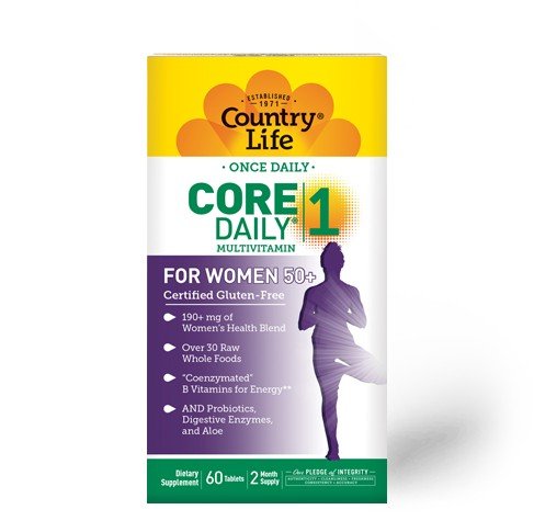 CORE Daily-1 Multivitamin for Women 50+ | Country Life | Raw Whole Foods | Coenzymated B Vitamins | Probiotics | Digestive Enzymes | Aloe | Dietary Supplement | 60 Tablets | VitaminLife