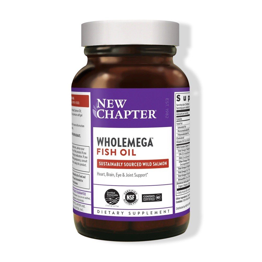 Wholemega Fish Oil | New Chapter | Fish Oil From Wild Salmon | Heart Support | Brain Support | Eye Support | Joint Support | Gluten-Free | Dietary Supplement | 180 Softgels | VitaminLife