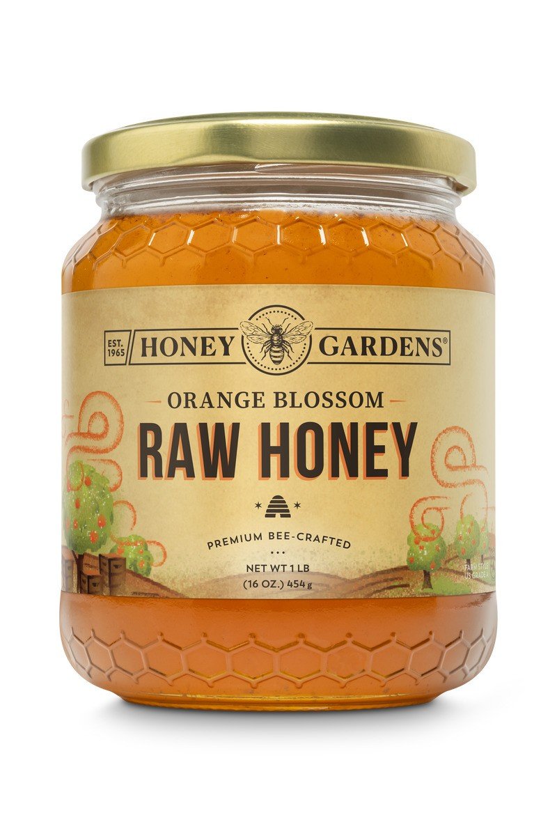 Honey Gardens Orange Blossom Raw Honey 1 lbs Glass Jar