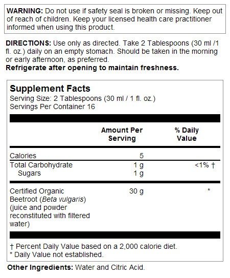 Solaray Organic Beetroot Juice 16 oz Liquid