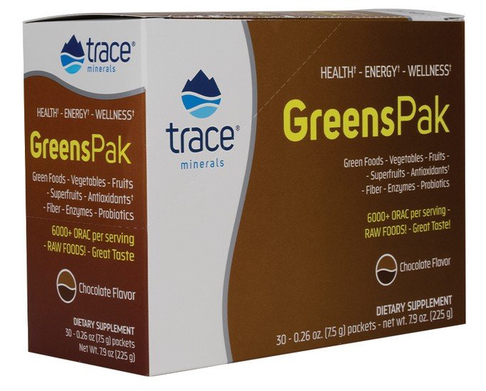 Trace Minerals Greens Pak-Chocolate 30/7.5 g Packet