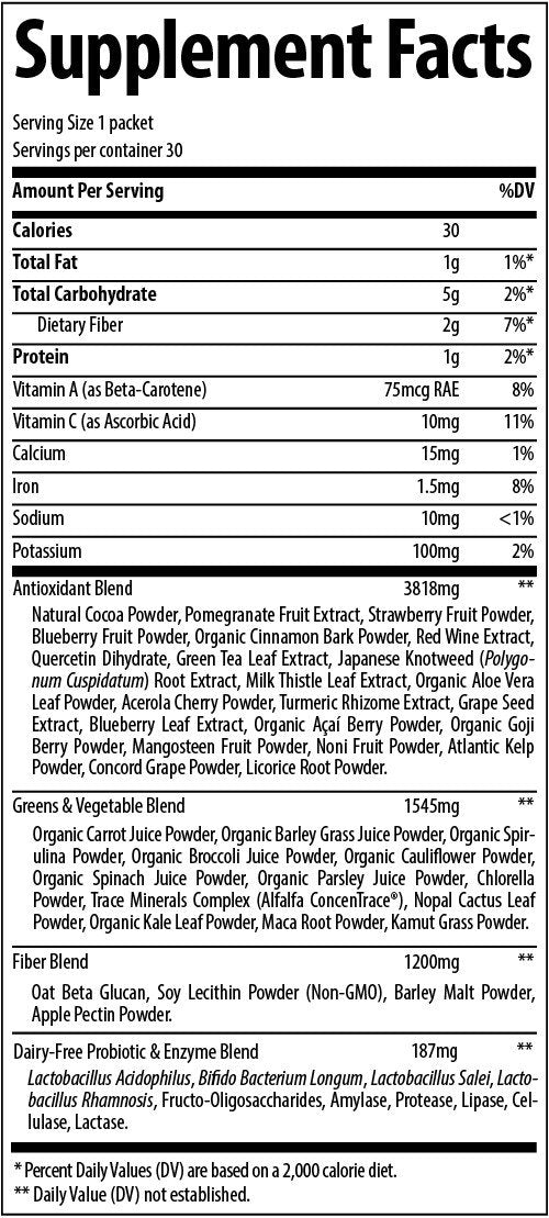 Trace Minerals Greens Pak-Chocolate 30/7.5 g Packet