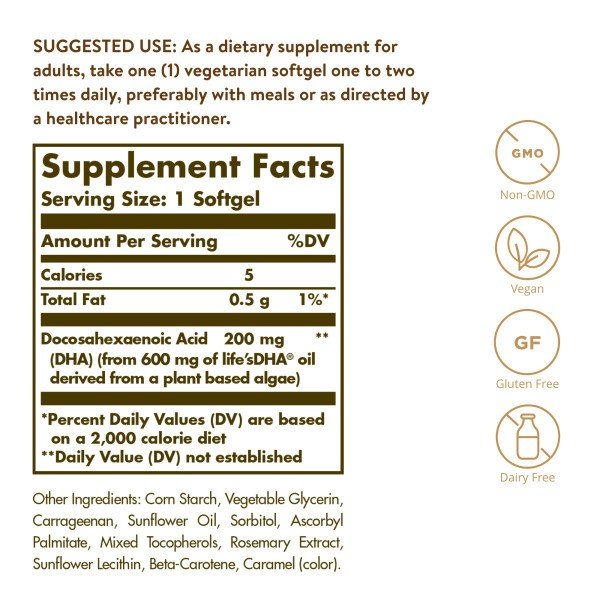 Solgar Omega-3 Vegetarian DHA 200 mg 50 Veg Softgel