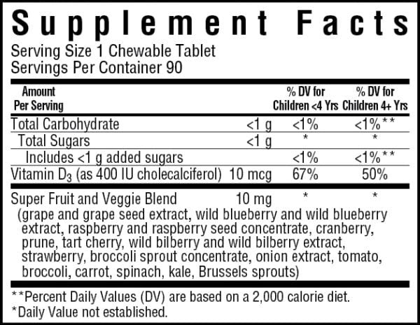 Bluebonnet Super Earth Rainforest Animalz Vitamin D3 400 IU For Children Mixed Berry Flavor 90 Chewable