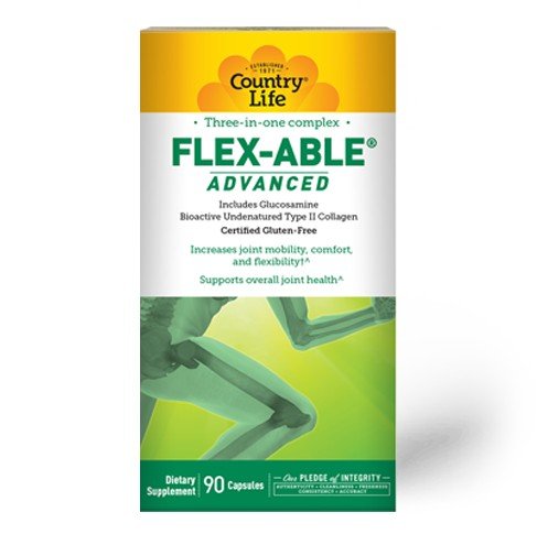 Flex-Able Advanced | Country Life | Glucosamine | Bioactive Undenatured Type II Collagen | Joint Mobility, Comfort, & Flexibility | Joint Health | Gluten Free