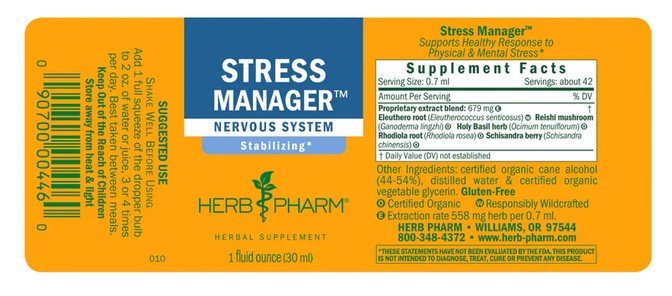 Herb Pharm Stress Manager Compound 1 oz Liquid