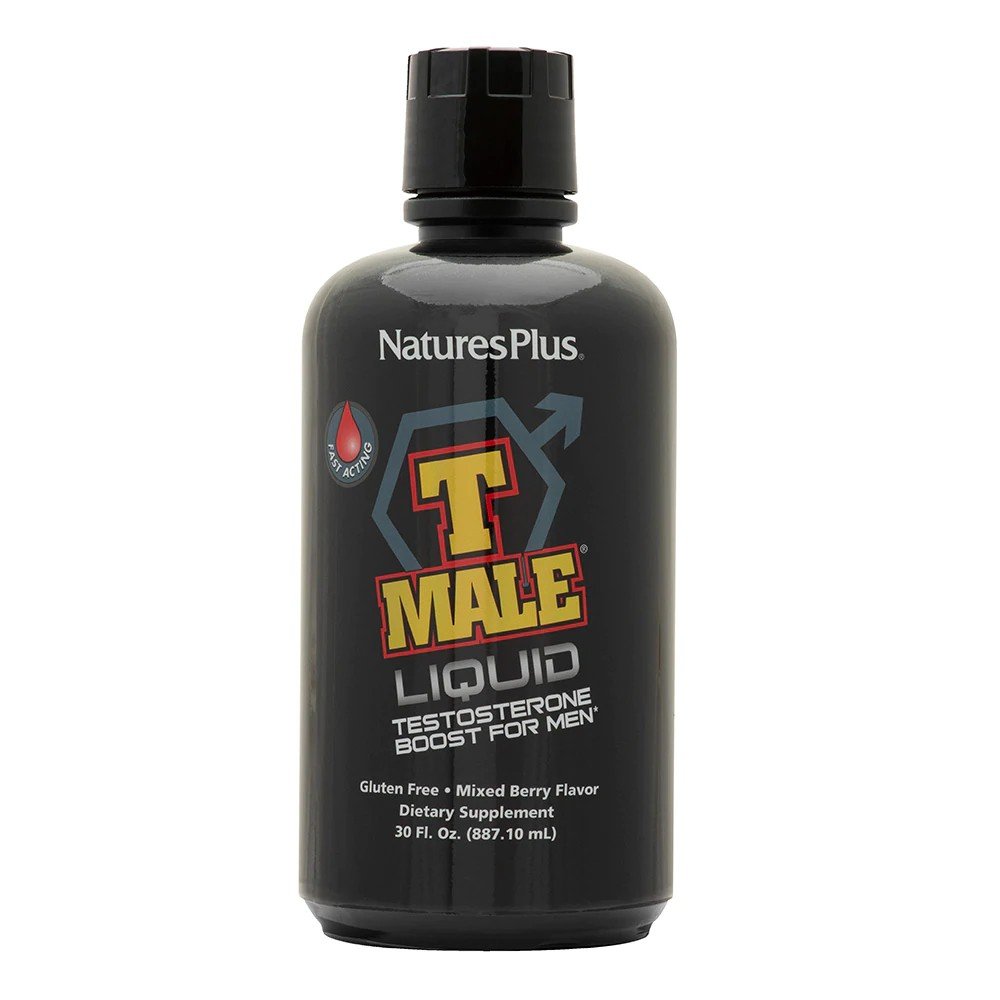 T-Male Liquid | Natures Plus | Testosterone Boost For Men | Gluten Free | Mixed Berry Flavor | Dietary Supplement | 30 fluid ounces | 887.10 milliliters | Liquid | VitaminLife