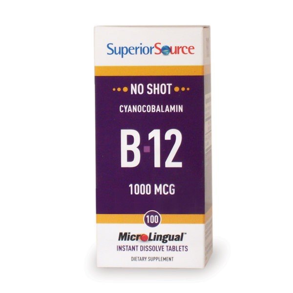 Superior Source No Shot B12 1000 mcg (as Cyanocobalamin) 100 Sublingual Tablet