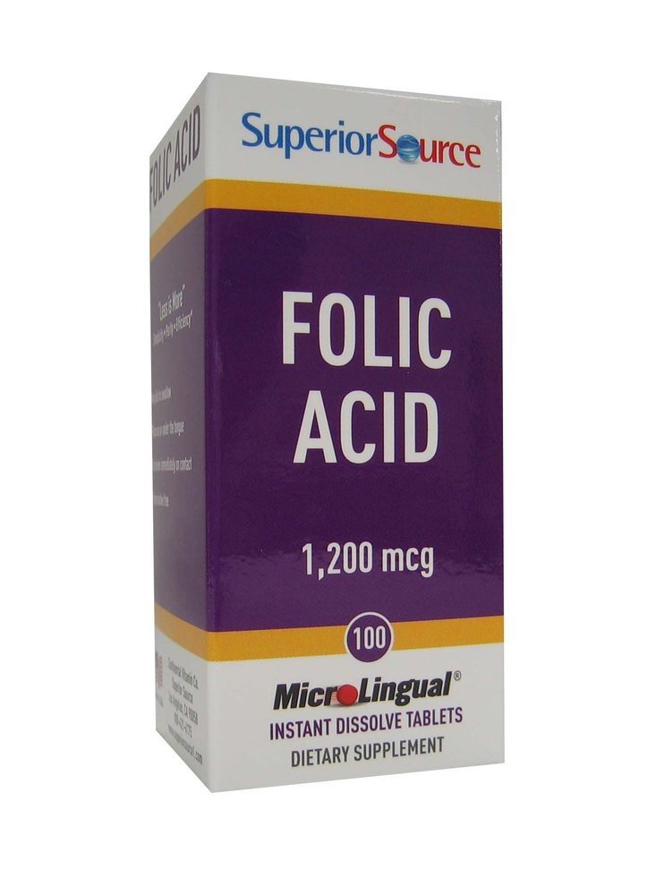 Superior Source Folic Acid 1200 mcg - Extra Strength 100 Sublingual Tablet