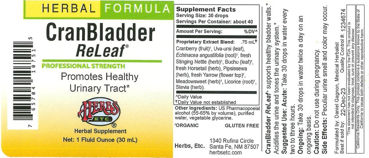 Herbs Etc CranBladder ReLeaf 1 oz Liquid