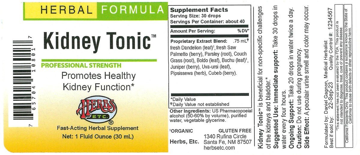 Herbs Etc Kidney Tonic 1 oz Liquid