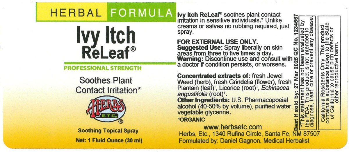 Herbs Etc Ivy Itch ReLeaf 1 oz Liquid