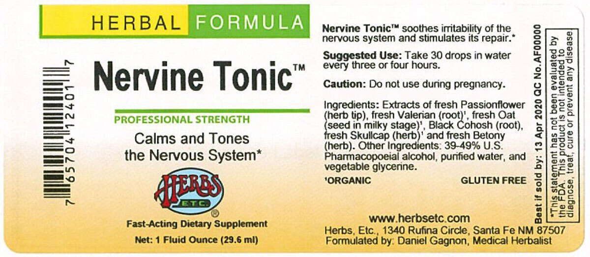 Herbs Etc Nervine Tonic 1 oz Liquid