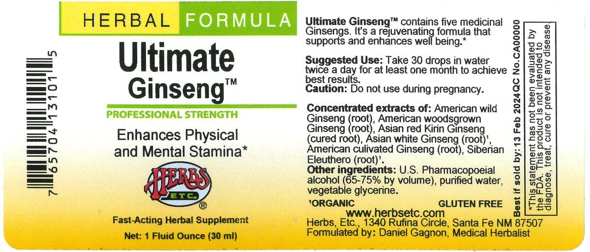 Herbs Etc Ultimate Ginseng 1 oz Liquid