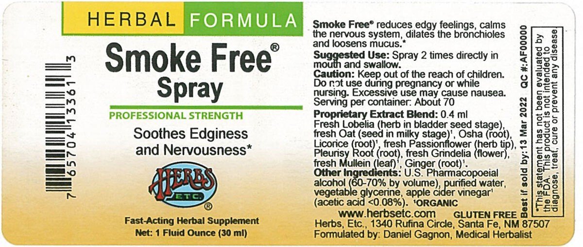Herbs Etc Smoke Free Spray 1 oz Liquid
