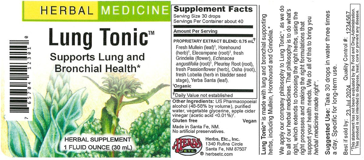 Herbs Etc Alcohol Free Lung Tonic 1 oz Liquid