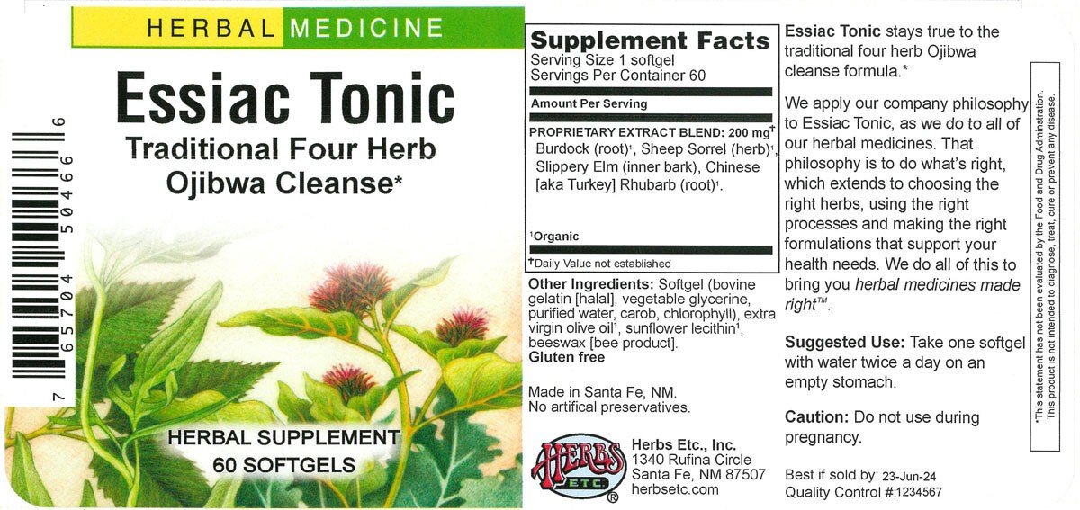 Herbs Etc Essiac Tonic 60 Softgel