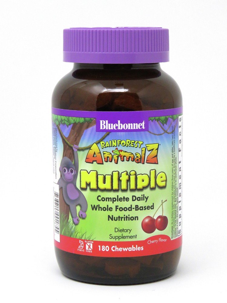 Bluebonnet Super Earth Rainforest Animalz Whole Food Based Multiple Cherry 180 Chewable