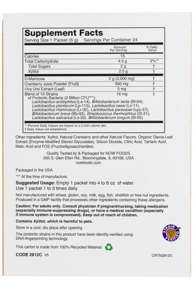 Now Foods Cranberry Mannose + Probiotic Packets 24 Packet