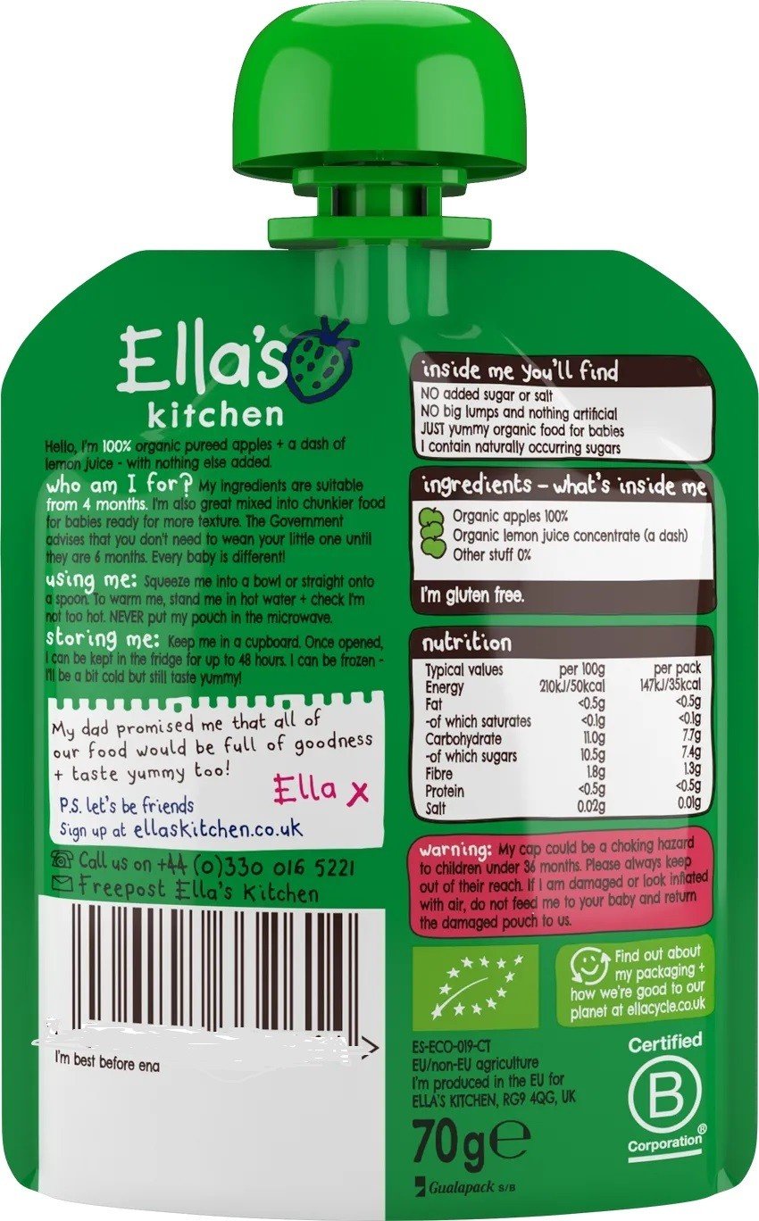 Ella&#39;s Kitchen Organic Baby Food - Apples Apples Apples 6 x 2.5 oz Box