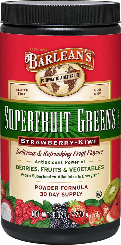 Barlean&#39;s Superfruit Greens - Strawberry Kiwi 9.52 oz Powder