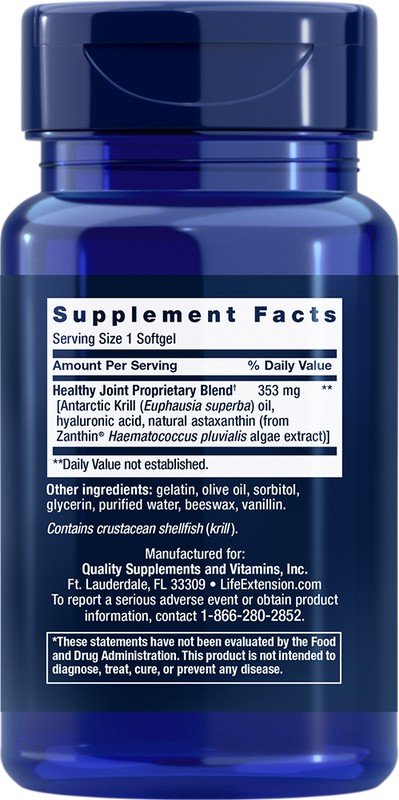 Life Extension Krill Healthy Joint Formula(Not to be sold outside the U.S.) 30 Softgel