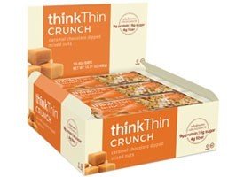 Think Thin Crunch Bar- Caramel Chocolate Dipped Mixed Nuts- Box 10 Bars 1 Box