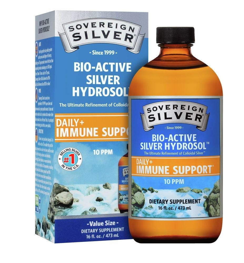 Bioactive Silver Hydrosol | Sovereign Silver Natural Immunogenics | 10 parts per million Colloidal Silver | Immune Support | Dietary Supplement | 16 ounces Liquid | 473 milliliter Liquid | VitaminLife