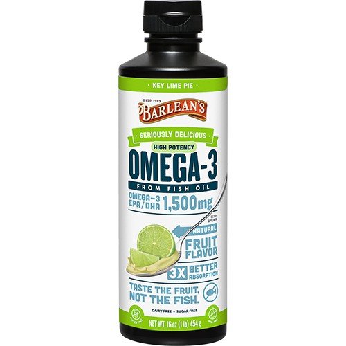 Barlean's Seriously Delicious Omega-3 High Potency Fish Oil Key Lime Pie 16 oz Liquid