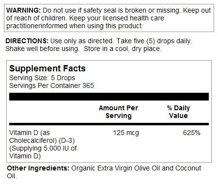 Natures Life D3 Drop of Sunshine 5000 IU Unflavored 2 oz Liquid