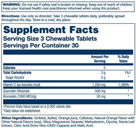 Solaray Quercetin &amp; Bromelain Plus Vitamin C 90 Chewable