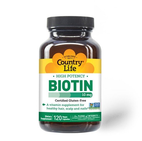 Biotin 10 milligrams | Country Life | Gluten Free | Hair Health | Scalp Health | Nail Health | Non GMO Project Verified | Vegan | Dietary Supplement | 120 VegCaps | Capsules | VitaminLife