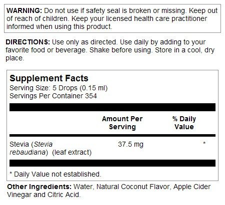 Kal Sure Stevia Extract  - Coconut 1.8 oz Liquid