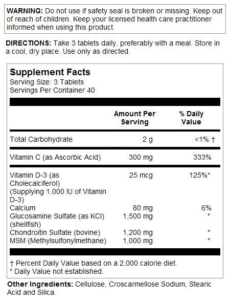 Kal Glucosamine Chondroitin MSM D-3 120 Tablet